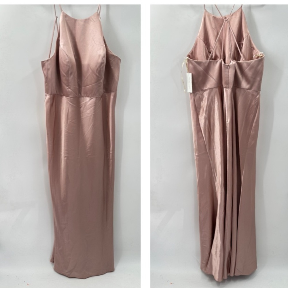 NWT JENNY YOO Alessia satin elegant formal Apricot bridal wedding cocktail gown - Picture 3 of 16
